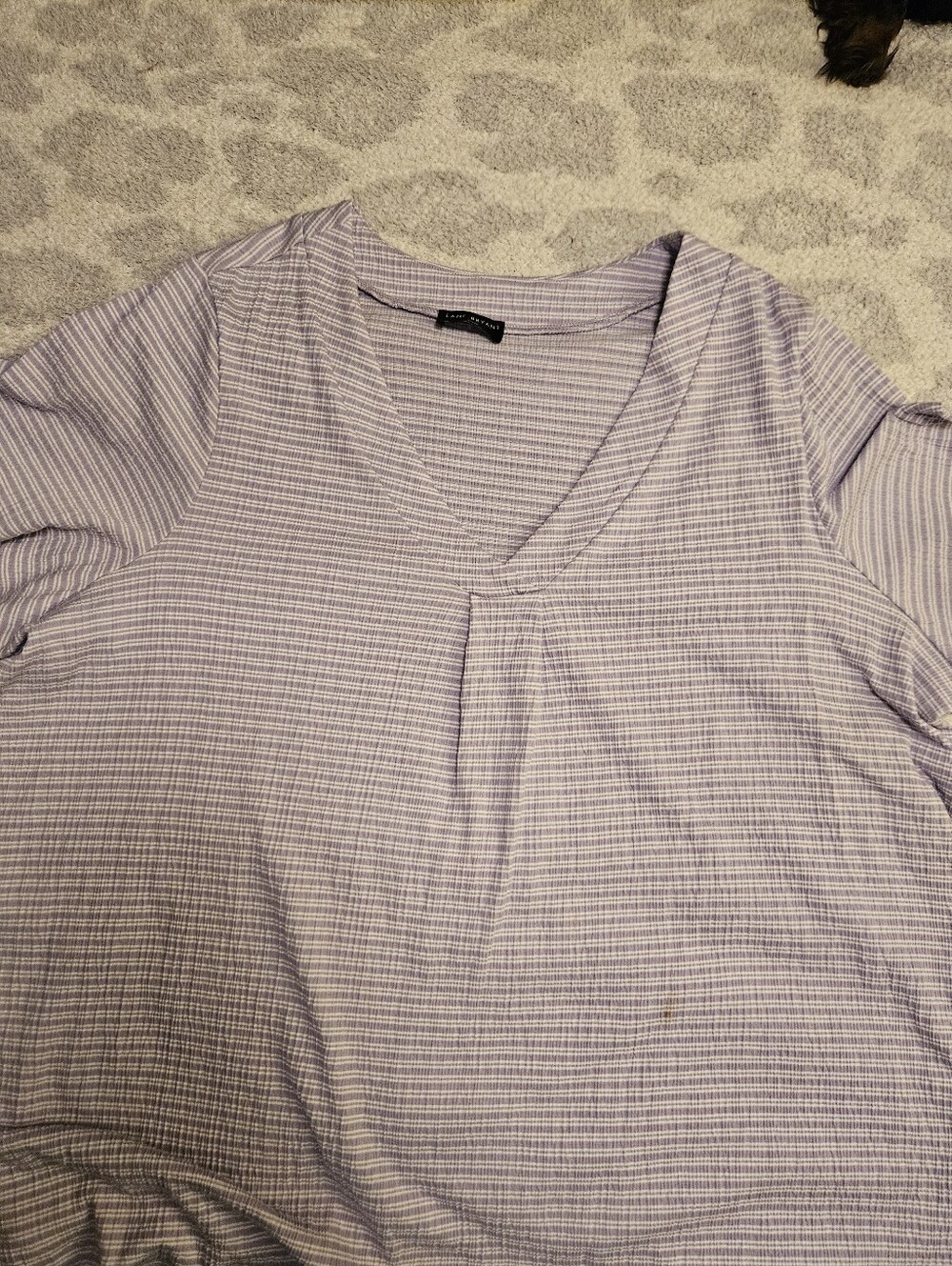 Womens Lavender Striped V-Neck Shirt